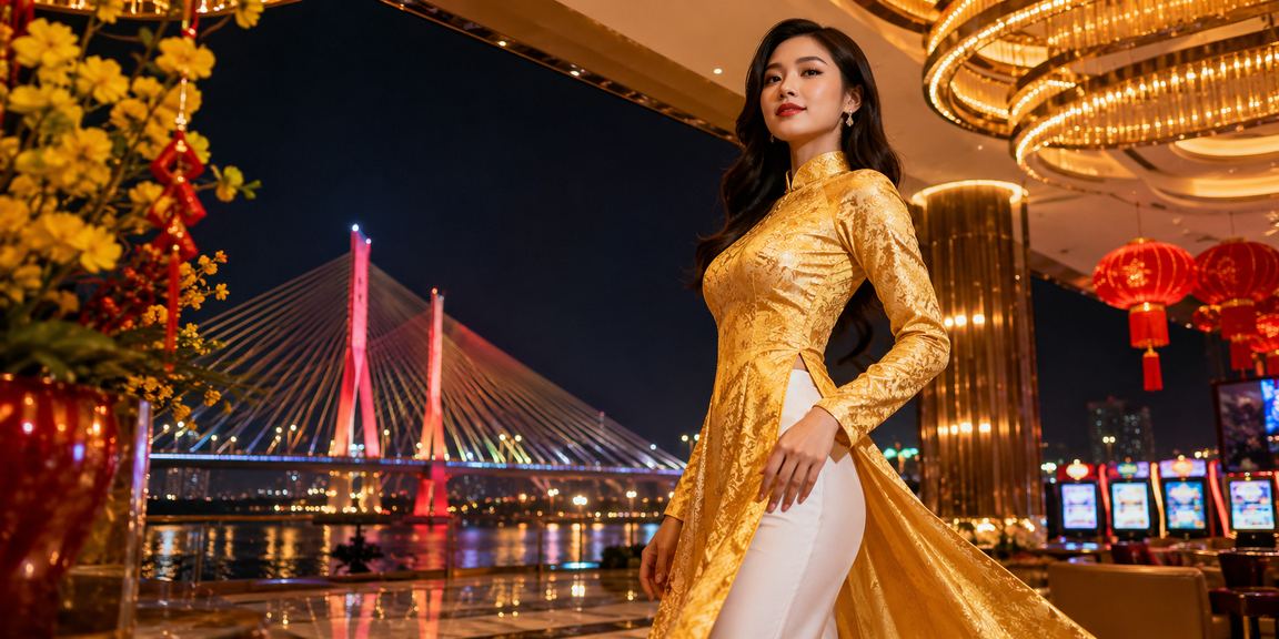 Người phụ nữ mặc áo dài tại Cần Thơ đang xem thông tin cá cược thể thao trực tuyến